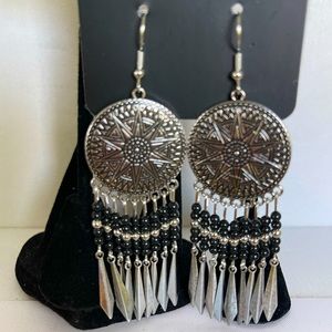 Warrior black silver earrings